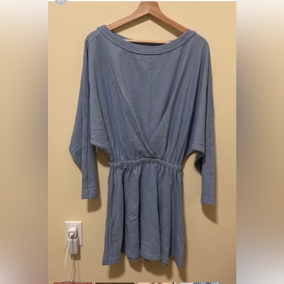 Free People Beach Santa Maria Long Sleeved Dress Light Blue XS New Without Tags - Picture 3 of 5